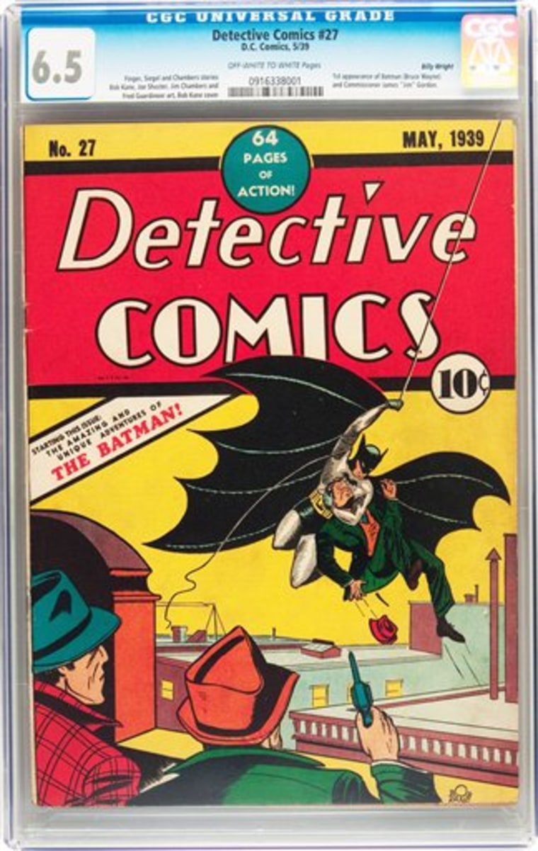 This Feb. 13, 2012 handout photo provided by Heritage Auction , shows the CGC-Certified 6.5 copy of Detective Comics #27 from the Billy Wright Collection at Heritage Auctions in Dallas,Texas. On Wednesday, the collection is expected to bring more than $2 million when Heritage Auctions offers the comics at auction in New York City. (AP Photo/Courtesy of Heritage Auctions)